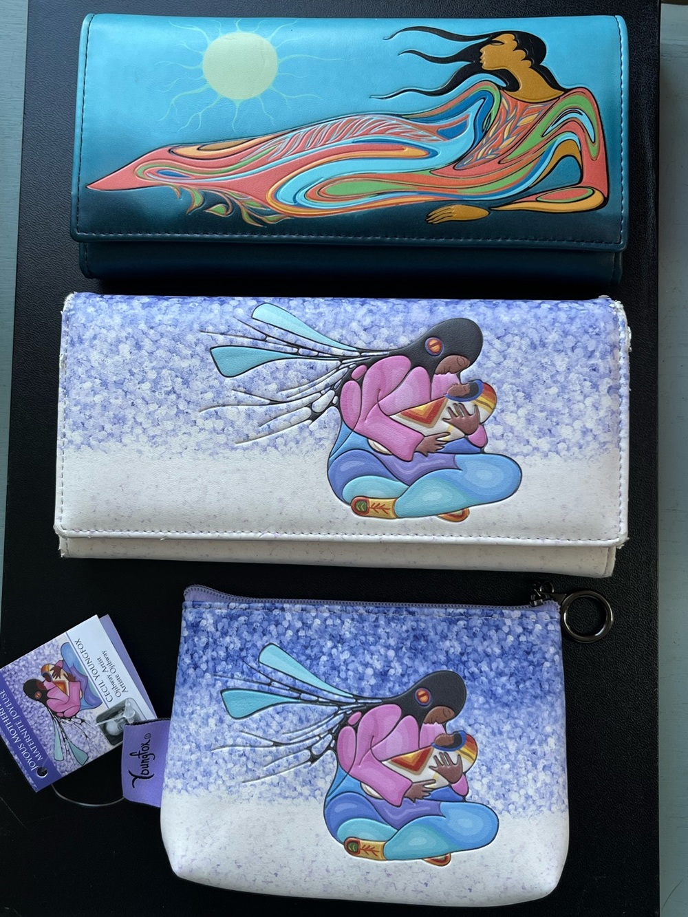 Artistic Teal & Lavender Wallet Set – Women's Fair Condition